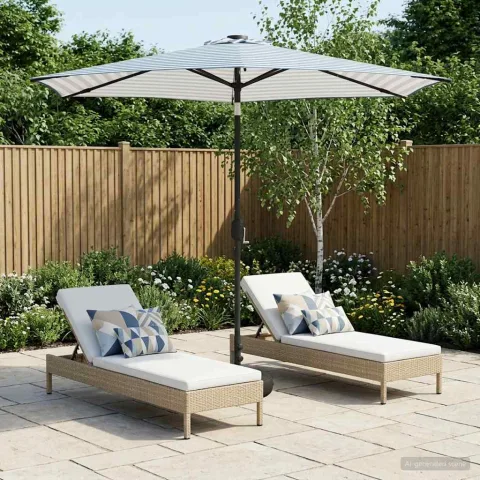 vidaXL Parasol de grădină cu lumini LED și bază 270 x 270 cm Poliester