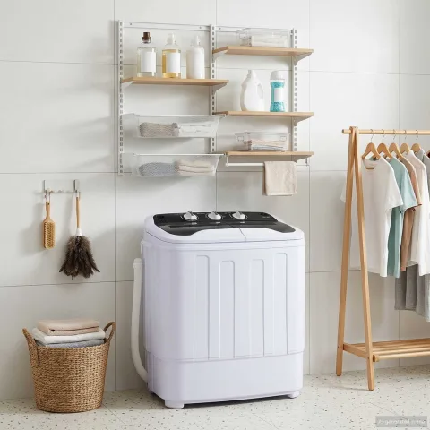 vidaXL Mașină de spălat mini cu două cuve 3,6 kg Negru și Alb
