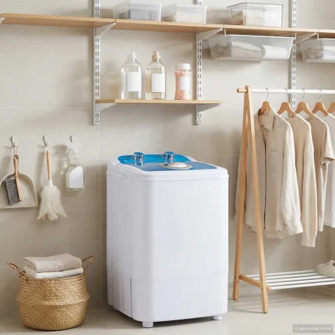 vidaXL Mașină de spălat mini cu un singur tub 4,6 kg Albastru și Alb