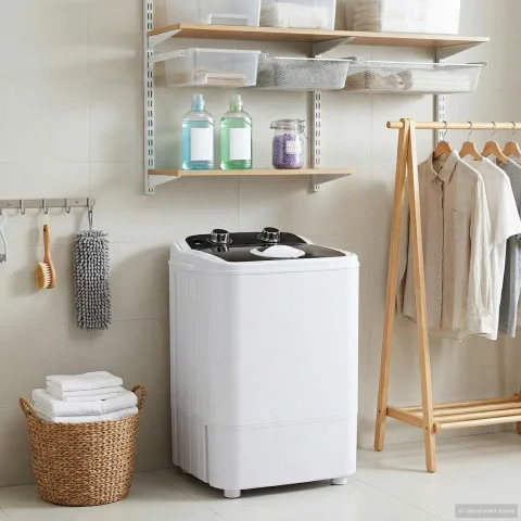 vidaXL Mașină de spălat mini cu un singur tub 4,6 kg Negru și Alb