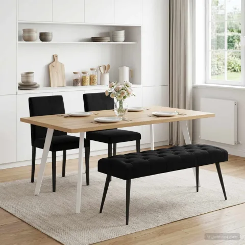 vidaXL Bancă cu butoane capitonate Negru 110 x 40 x 46 cm Catifea