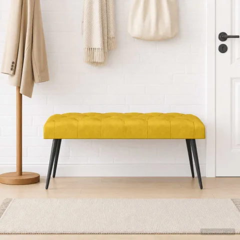 vidaXL Bancă cu butoane capitonate Galben 110 x 40 x 46 cm Catifea