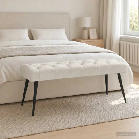 vidaXL Bancă cu butoane capitonate Crem 110 x 40 x 46 cm Catifea