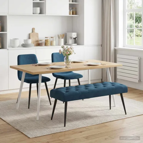 vidaXL Bancă cu butoane capitonate albastru 110 x 40 x 46 cm Catifea