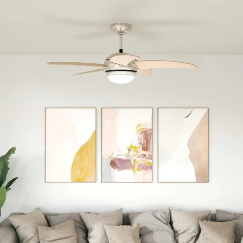 vidaXL Ventilator de tavan cu lumina și telecomandă Ø 110 cm Sonoma
