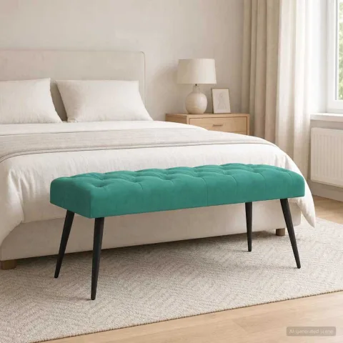 vidaXL Bancă cu butoane capitonate Turcoaz 110 x 40 x 46 cm Catifea