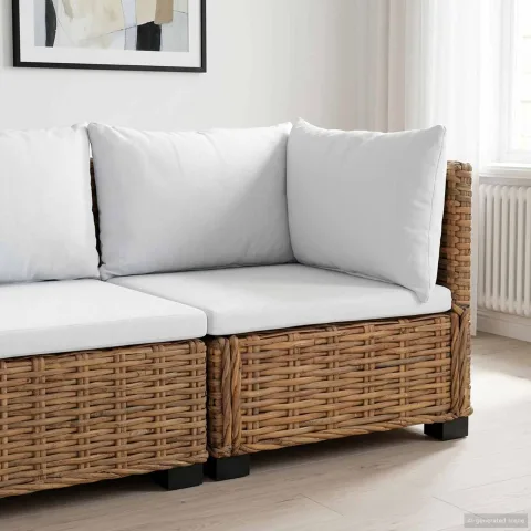 vidaXL Canapea colțară cu perne GENDT Ratan Natural natural