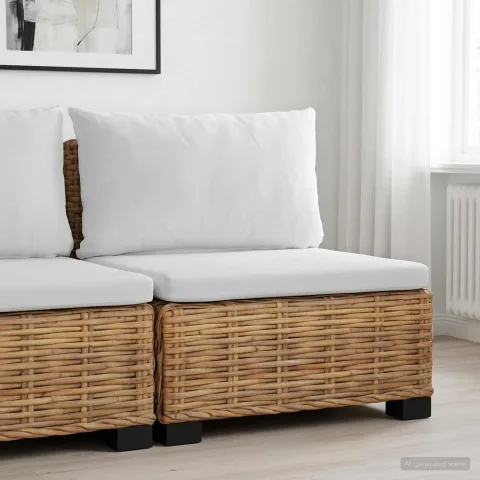 vidaXL Sofa Medie cu Perne GENDT Ratan Natural natural