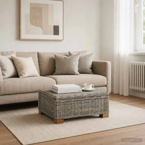 vidaXL Masă de cafea GENDT Ratan Natural Gri Kubu 67 x 60 x 30 cm