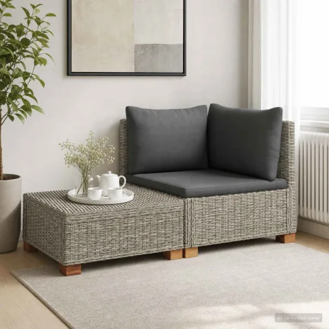 vidaXL 2 buc. Set de Lounge din Ratan cu Perne GENDT Ratan Natural