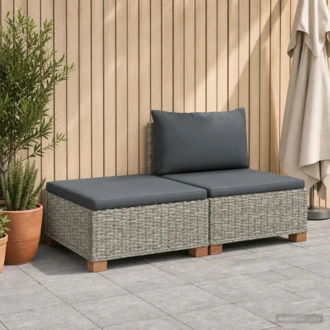 vidaXL 2 buc. Set de Lounge din Ratan cu Perne GENDT Ratan Natural
