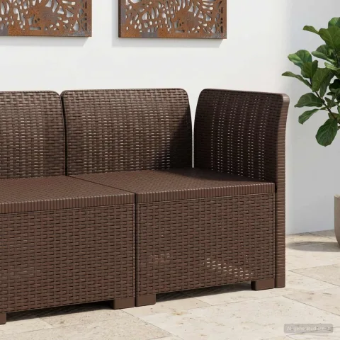 vidaXL Canapea de Grădină cu 1 Loc Aspect Rattan PP Maro