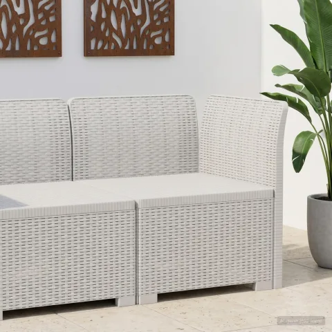 vidaXL Canapea de Grădină cu 1 Loc Aspect Rattan PP Alb