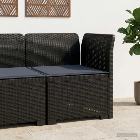 vidaXL Canapea de Grădină cu 1 Loc cu Pernă Aspect Rattan PP Antracit