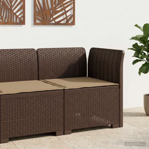vidaXL Canapea de Grădină cu 1 Loc cu Pernă Aspect Rattan PP Maro