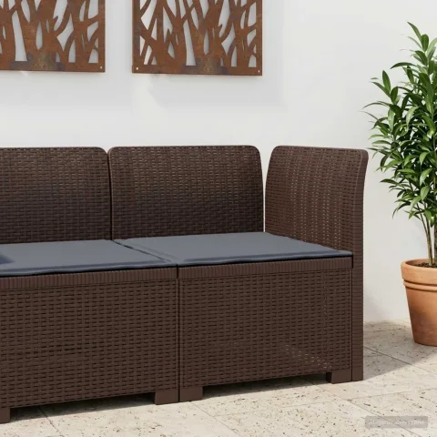 vidaXL Canapea de Grădină cu 1 Loc cu Pernă Aspect Rattan PP Maro