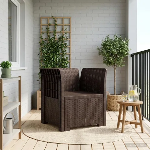 vidaXL Fotoliu cu 1 Loc Aspect Rattan PP Maro