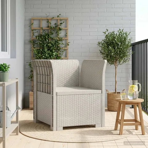 vidaXL Fotoliu cu 1 Loc Aspect Rattan PP Alb