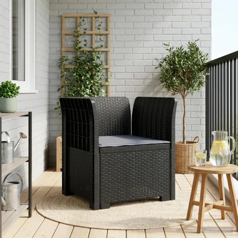 vidaXL Fotoliu cu 1 Loc cu Pernă Aspect Rattan PP Antracit