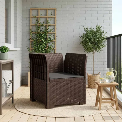 vidaXL Fotoliu cu 1 Loc cu Pernă Aspect Rattan PP Maro