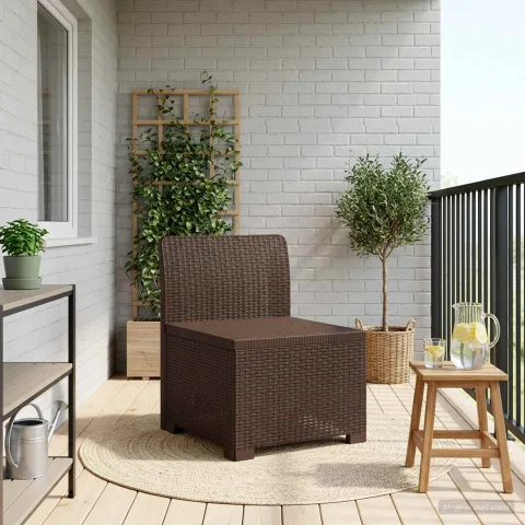 vidaXL Canapea de Grădină cu 1 Loc Aspect Rattan PP Maro