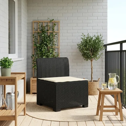 vidaXL Canapea de Grădină cu 1 Loc cu Pernă Aspect Rattan PP Antracit