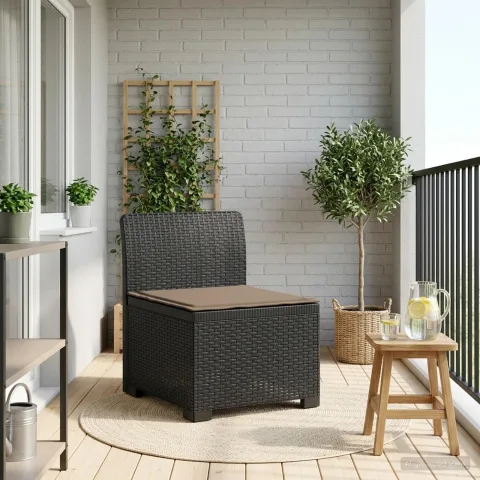 vidaXL Canapea de Grădină cu 1 Loc cu Pernă Aspect Rattan PP Antracit