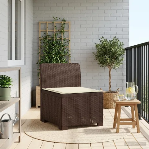 vidaXL Canapea de Grădină cu 1 Loc cu Pernă Aspect Rattan PP Maro