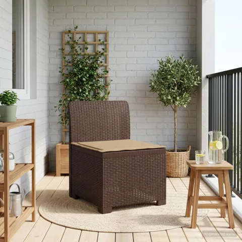 vidaXL Canapea de Grădină cu 1 Loc cu Pernă Aspect Rattan PP Maro
