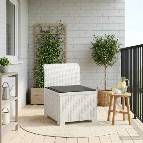 vidaXL Canapea de Grădină cu 1 Loc cu Pernă Aspect Rattan PP Alb