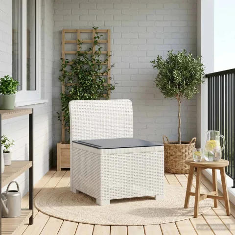 vidaXL Canapea de Grădină cu 1 Loc cu Pernă Aspect Rattan PP Alb