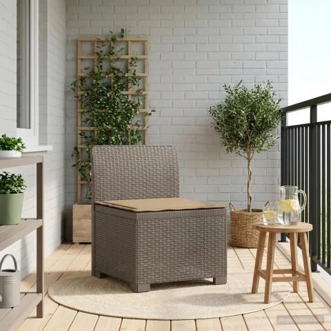 vidaXL Canapea de Grădină cu 1 Loc cu Pernă Aspect Rattan PP