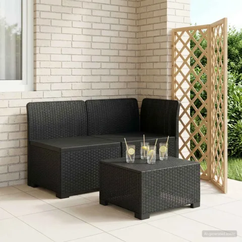 vidaXL Canapea de Grădină cu 2 Locuri Aspect Rattan PP Antracit