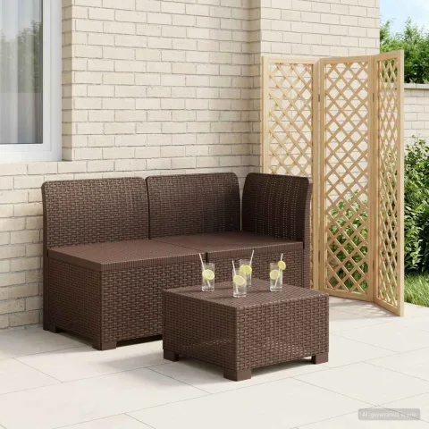 vidaXL Canapea de Grădină cu 2 Locuri Aspect Rattan PP Maro