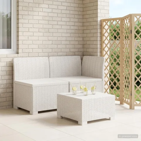 vidaXL Canapea de Grădină cu 2 Locuri Aspect Rattan PP Alb