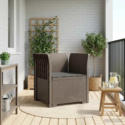 vidaXL Fotoliu cu 1 Loc cu Pernă Aspect Rattan PP Gri deschis