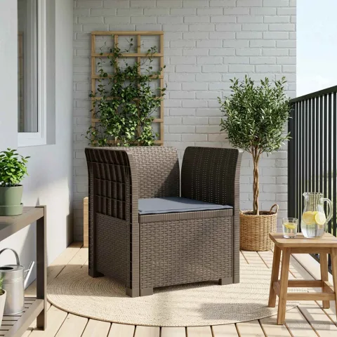 vidaXL Fotoliu cu 1 Loc cu Pernă Aspect Rattan PP Gri deschis