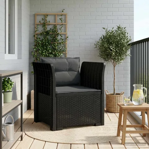 vidaXL Fotoliu cu 1 Loc cu Perne Aspect Rattan PP Antracit