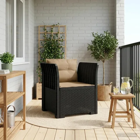vidaXL Fotoliu cu 1 Loc cu Perne Aspect Rattan PP Antracit