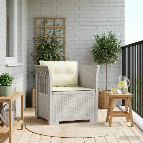 vidaXL Fotoliu cu 1 Loc cu Perne Aspect Rattan PP Alb