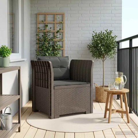 vidaXL Fotoliu cu 1 Loc cu Perne Aspect Rattan PP Gri deschis