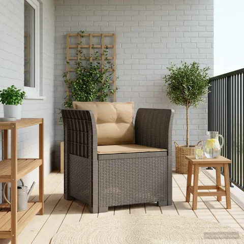 vidaXL Fotoliu cu 1 Loc cu Perne Aspect Rattan PP Gri deschis
