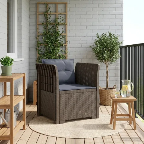 vidaXL Fotoliu cu 1 Loc cu Perne Aspect Rattan PP Gri deschis