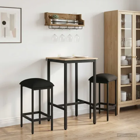 vidaXL Scaun de bar 2 buc. Negru 40 x 32 x 74 cm Lemn prelucrat