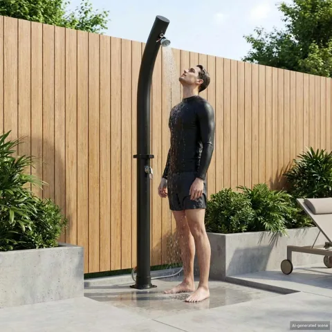 vidaXL Duș solar cu cap de duș 20 l PVC, ABS, Aliaj de zinc Negru