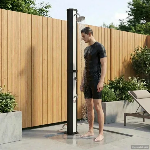 vidaXL Duș solar cu cap de duș și robinet 40 l PVC, ABS, Aliaj de zinc