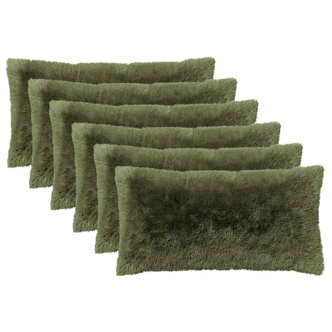 vidaXL Pernă cu pernă HEERLEN 6 buc. Verde Fleece PV