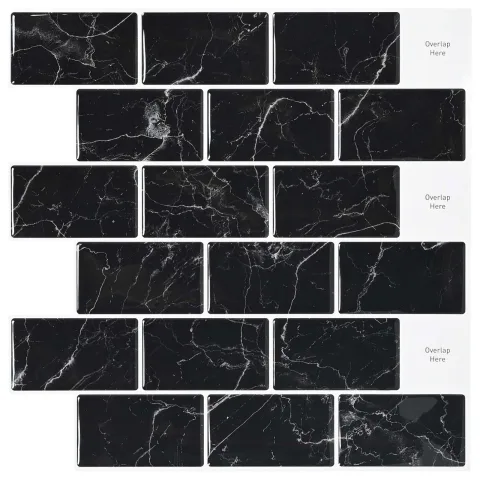 vidaXL Placă de metrou 10 buc. Marmură neagră 30 x 30 cm