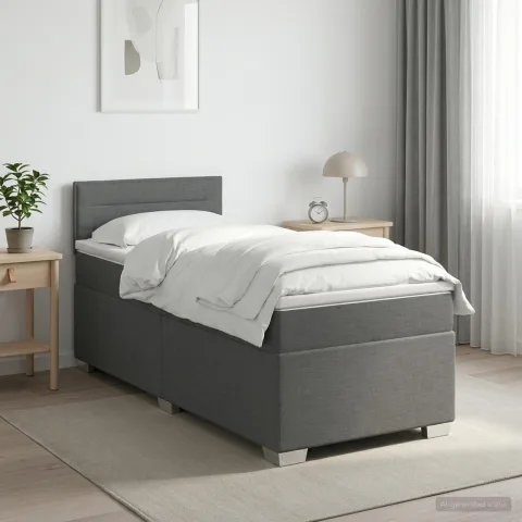 vidaXL Pat boxspring cu saltea Gri închis 80 x 200 cm Țesătură