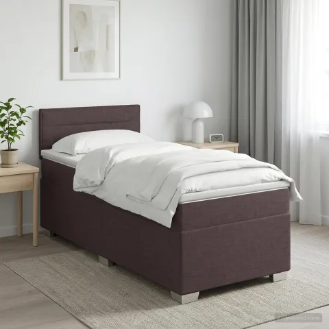 vidaXL Pat boxspring cu saltea Maro închis 80 x 200 cm Țesătură